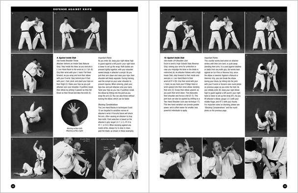 Sample pages from 'The Art of Weapons'; armed and unarmed self-defense involving common weapons; one in a series of remarkable books that provide an in-depth look at the core concepts and techniques shared by a broad range of martial arts styles. Contains over 350 practical techniques organized into in-depth chapters on the knife, short-stick, staff, cane, rope, common objects, and defense against handgun.